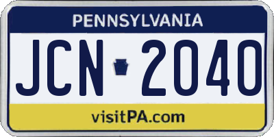 PA license plate JCN2040