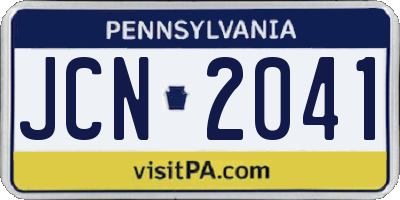 PA license plate JCN2041
