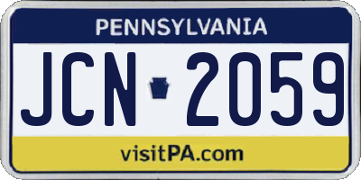 PA license plate JCN2059