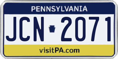 PA license plate JCN2071