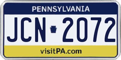 PA license plate JCN2072