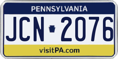 PA license plate JCN2076