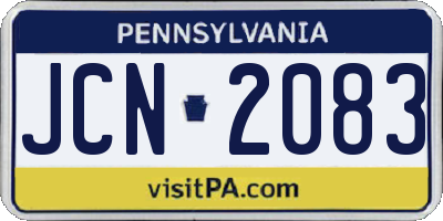 PA license plate JCN2083