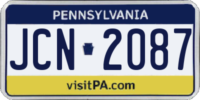 PA license plate JCN2087