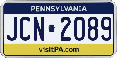 PA license plate JCN2089