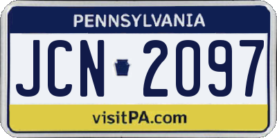 PA license plate JCN2097