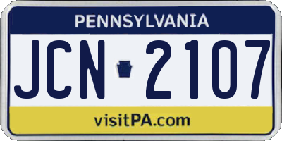 PA license plate JCN2107