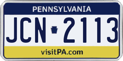 PA license plate JCN2113