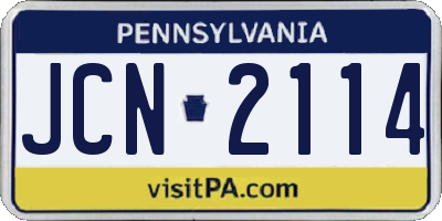 PA license plate JCN2114