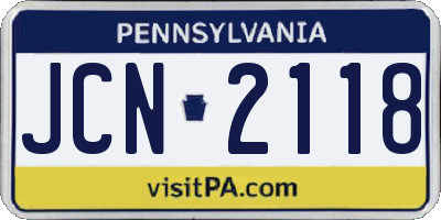 PA license plate JCN2118