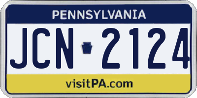 PA license plate JCN2124