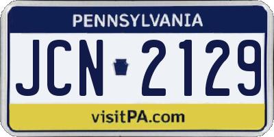 PA license plate JCN2129