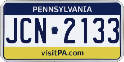 PA license plate JCN2133