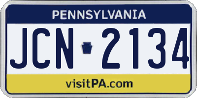 PA license plate JCN2134