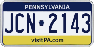 PA license plate JCN2143