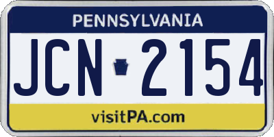 PA license plate JCN2154