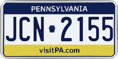 PA license plate JCN2155