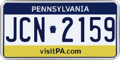 PA license plate JCN2159