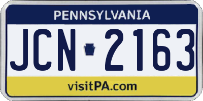 PA license plate JCN2163