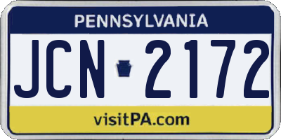 PA license plate JCN2172