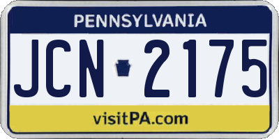 PA license plate JCN2175