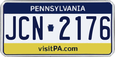 PA license plate JCN2176