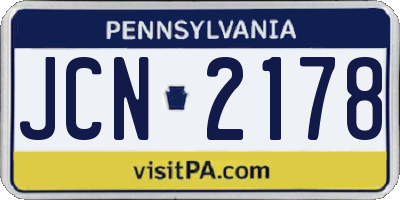 PA license plate JCN2178