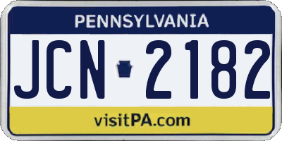 PA license plate JCN2182