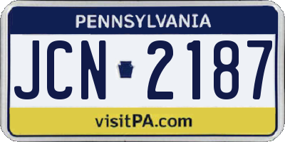 PA license plate JCN2187