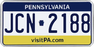 PA license plate JCN2188
