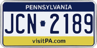 PA license plate JCN2189