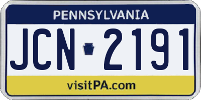 PA license plate JCN2191
