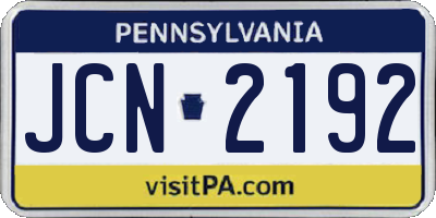 PA license plate JCN2192