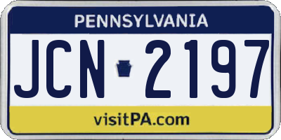 PA license plate JCN2197