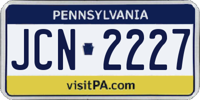 PA license plate JCN2227