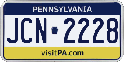 PA license plate JCN2228