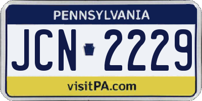 PA license plate JCN2229
