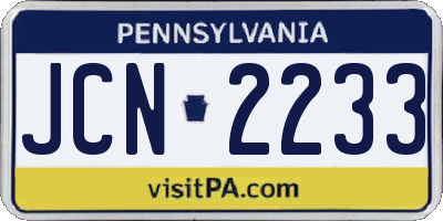 PA license plate JCN2233
