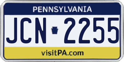 PA license plate JCN2255