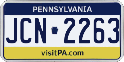 PA license plate JCN2263