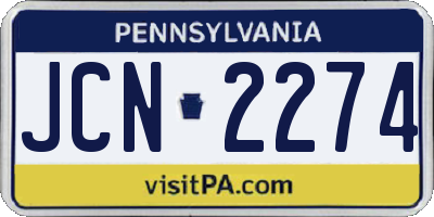 PA license plate JCN2274