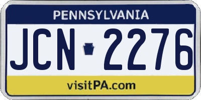 PA license plate JCN2276