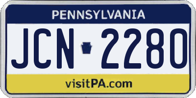 PA license plate JCN2280