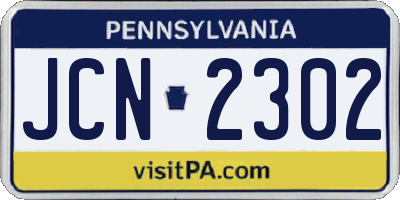 PA license plate JCN2302
