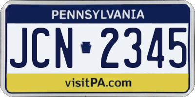 PA license plate JCN2345
