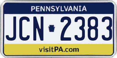 PA license plate JCN2383