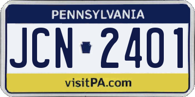 PA license plate JCN2401