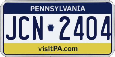 PA license plate JCN2404