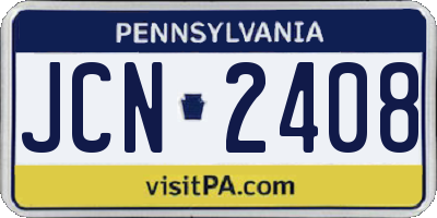 PA license plate JCN2408