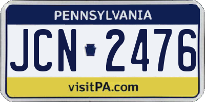 PA license plate JCN2476